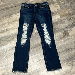 Judy Blue Distressed Straight Leg Denim Jeans